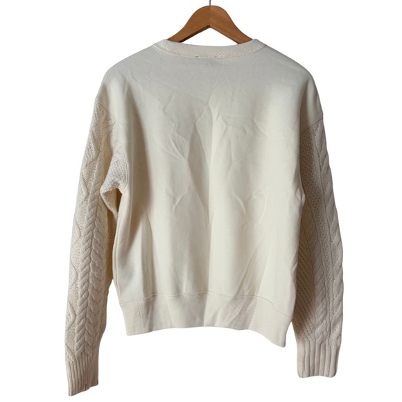 RARE Polo Ralph Lauren Cream Hybrid Sweater & Fleece Crewneck Sweatshirt, Small - Picture 6 of 16